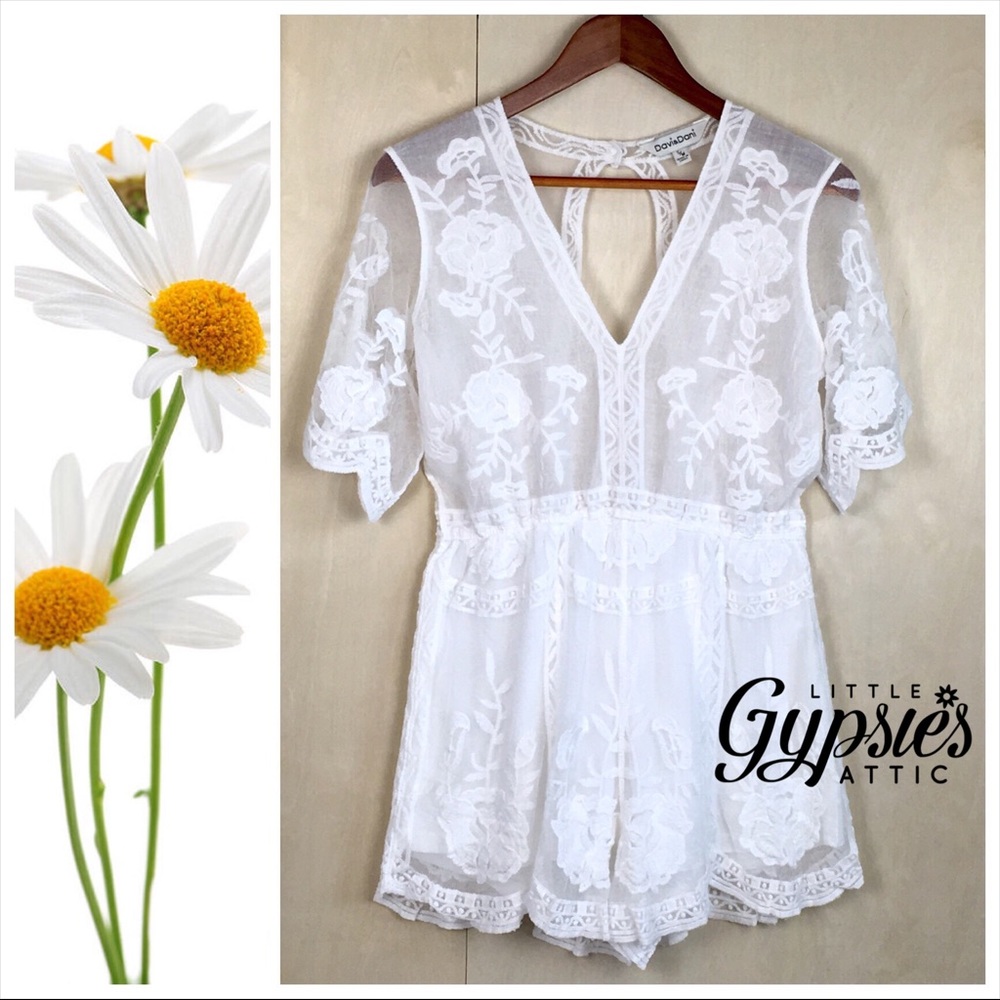 The Amelia White Boho Romper. - Picture 3 of 8